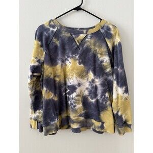 Rebecca Minkoff Tie-Dye Blue Yellow Terry Crewneck Sweater Size Large‎